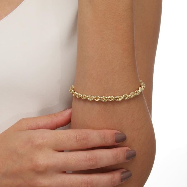 Pulseira De Ouro 18k Corda De 4,2mm Com 19cm