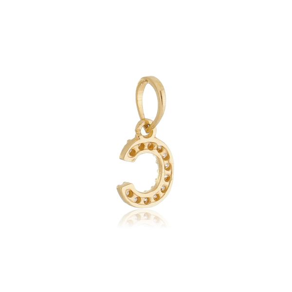 Pingente de Ouro 18k Letra C Com Zircônias 