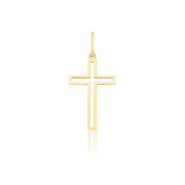 Pingente De Ouro 18k Cruz Com 29mm