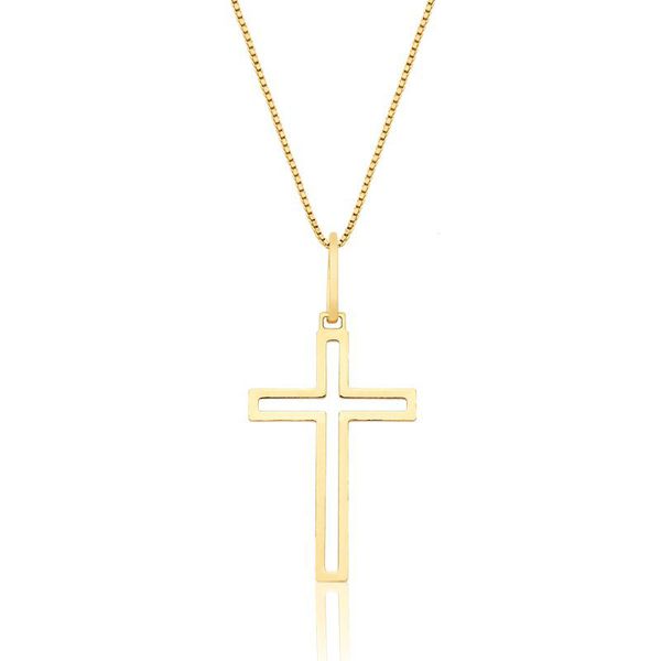 Pingente De Ouro 18k Cruz Com 29mm