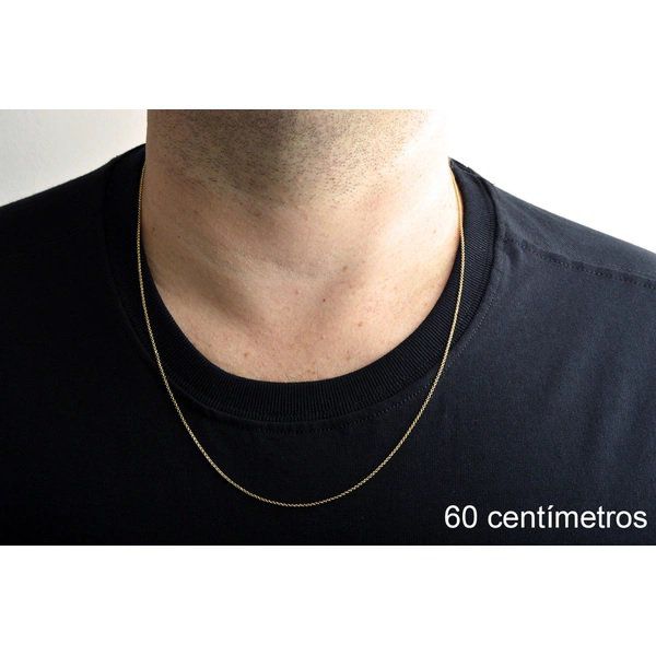 Corrente De Ouro Branco 18k Elo Português De 1mm Com 60cm