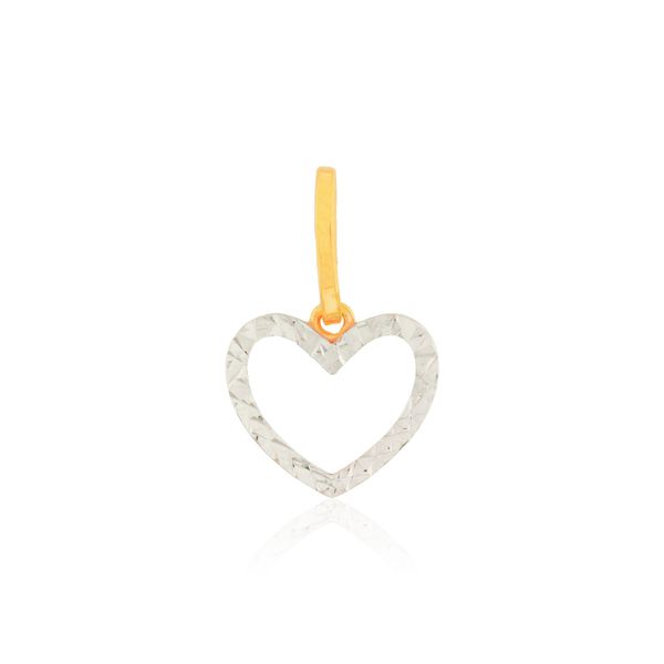Pingente De Ouro 18k Coração Dois Ouros Amarelo/Branco P