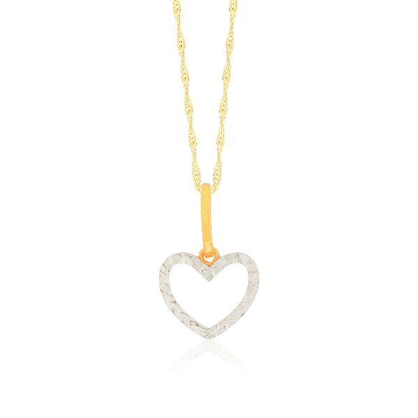 Pingente De Ouro 18k Coração Dois Ouros Amarelo/Branco P