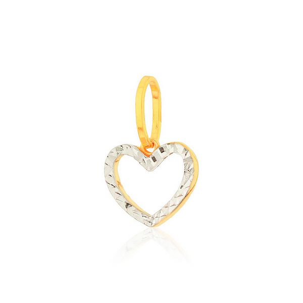 Pingente De Ouro 18k Coração Dois Ouros Amarelo/Branco M