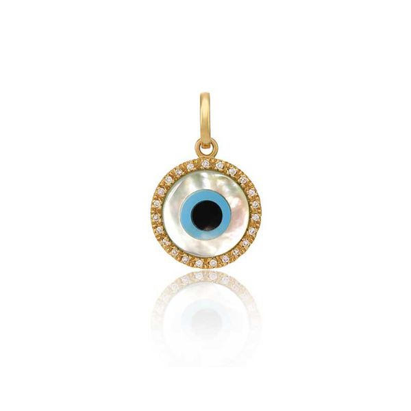 Pingente De Ouro 18k Olho Grego De 5,0mm Com Diamantes