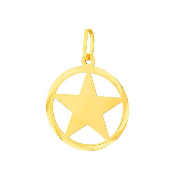 Pingente De Ouro 18k Pentagrama De 15mm