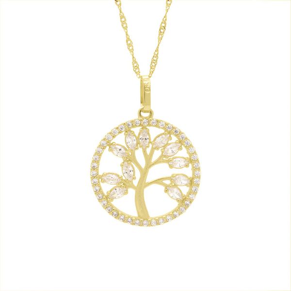 Pingente De Ouro 18k Arvore da Vida com Zircônia Branca