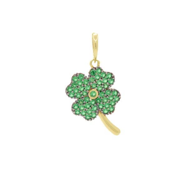 Pingente De Ouro 18k Trevo com Zircônia