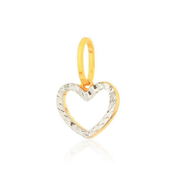 Pingente De Ouro 18k Coração Dois Ouros Amarelo/Branco G