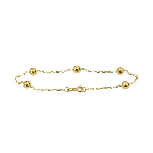 Pulseira Infantil De Ouro 18k Cartie Com Bolinhas De 3,0mm Com 13cm
