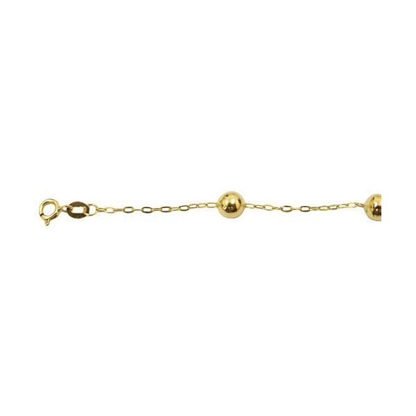 Pulseira Infantil De Ouro 18k Cartie Com Bolinhas De 3,0mm Com 13cm