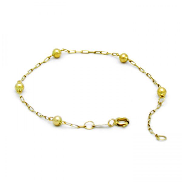 Pulseira Infantil De Ouro 18k Cartie Com Bolinhas De 3,0mm Com 13cm