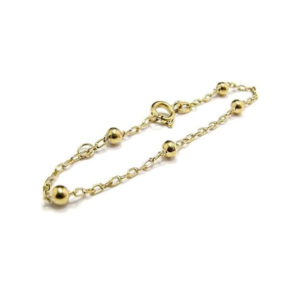 Pulseira Infantil De Ouro 18k Cartie Com Bolinhas De 3,0mm Com 13cm