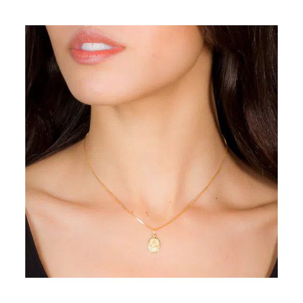 Pingente De Ouro 18k Medalha De Nossa Senhora De Fátima Grande