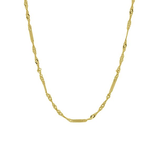 Corrente De Ouro 18k Singapura Com Chapinha 1,4mm Com 40cm