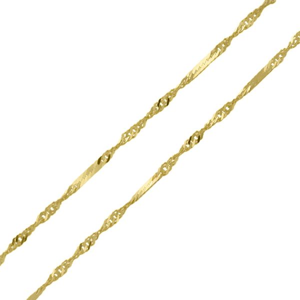 Corrente De Ouro 18k Singapura Com Chapinha 1,4mm Com 40cm