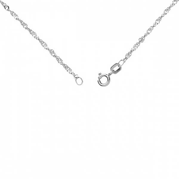 Corrente De Ouro Branco 18k Singapura De 0,8mm Com 45cm