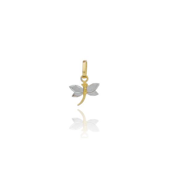 Pingente De Ouro 18k Bicolor Libélula