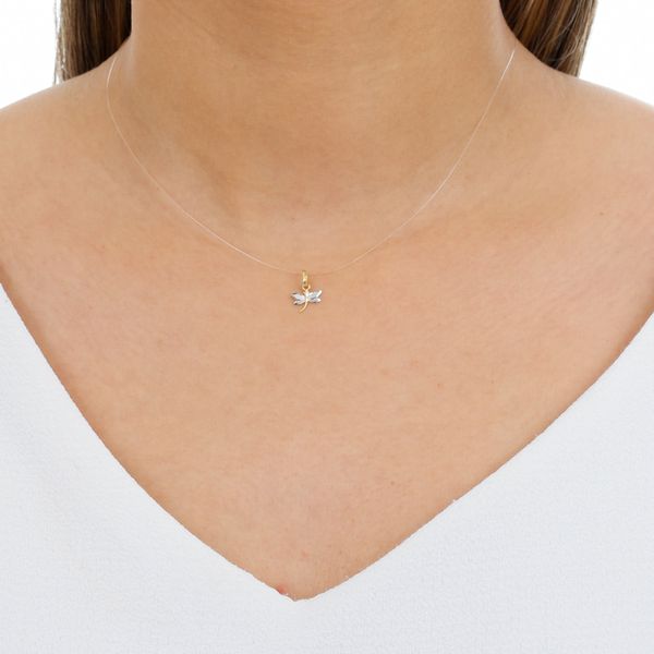 Pingente De Ouro 18k Bicolor Libélula
