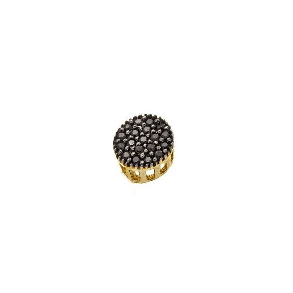 Pingente De Ouro 18k Pavê Redondo Com Zircônias Negras