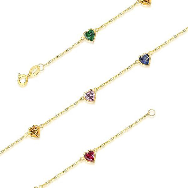 Pulseira De Ouro 18k Love Arco - Iris De 0,7mm com 19 cm