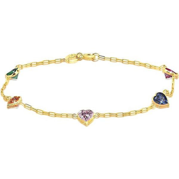 Pulseira De Ouro 18k Love Arco - Iris De 0,7mm com 19 cm