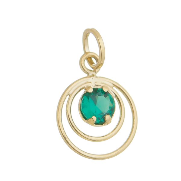 Pingente De Ouro 18k Circulo Com Zircônia Verde