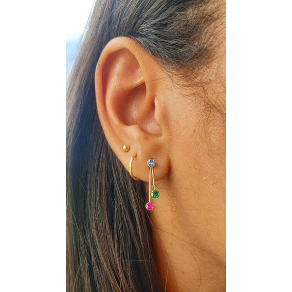 Brinco De Ouro 18k Zircônias Coloridas