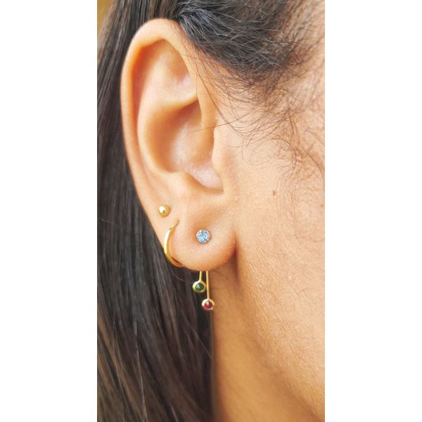 Brinco De Ouro 18k Zircônias Coloridas