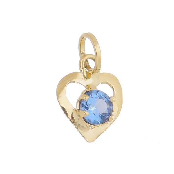 Pingente De Ouro 18k Coração Com Zircônia Azul