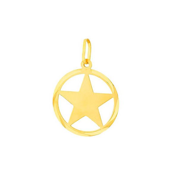 Pingente De Ouro 18k Pentagrama De 11mm