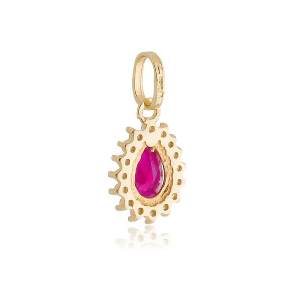 Pingente De Ouro 18k Mademoiselle Vermelho Com Zircônias 
