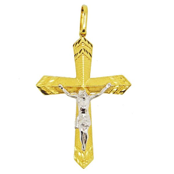 Pingente De Ouro 18k Crucifixo De 37mm
