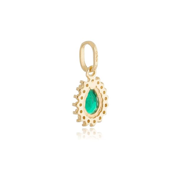 Pingente De Ouro 18k Mademoiselle Verde Com Zircônias 