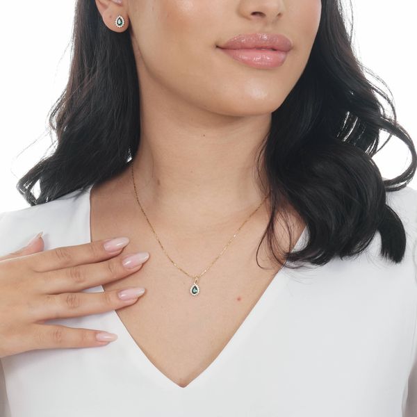 Pingente De Ouro 18k Mademoiselle Verde Com Zircônias 