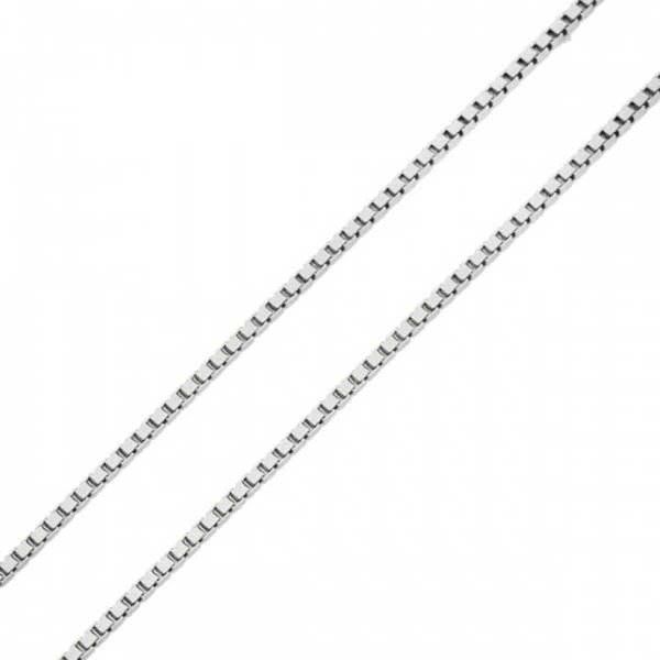 Corrente De Ouro Branco 18k Veneziana De 0,5mm Com 50cm