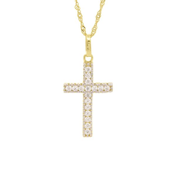 Pingente De Ouro 18k Cruz Com Zircônias 1,7cm