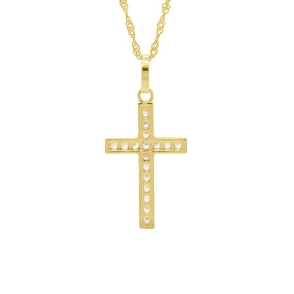 Pingente De Ouro 18k Cruz Com Zircônias 1,7cm