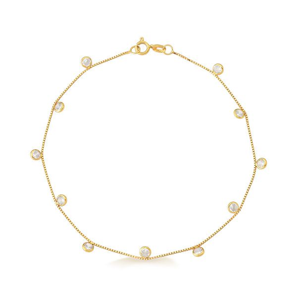 Pulseira De Ouro 18k Rodeado de Zircônias Brancas