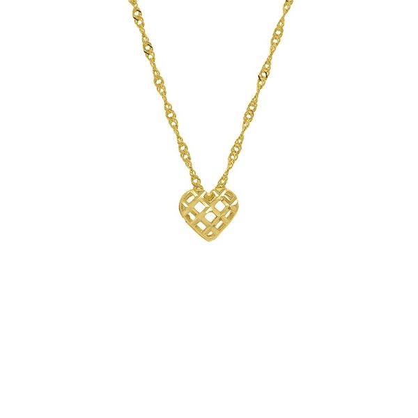 Pingente De Ouro 18k Coração Xadrez