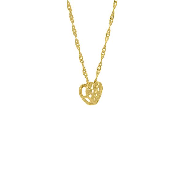 Pingente De Ouro 18k Coração Xadrez