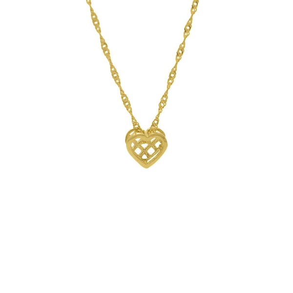 Pingente De Ouro 18k Coração Xadrez