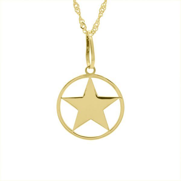 Pingente De Ouro 18k Medalhinha Estrela