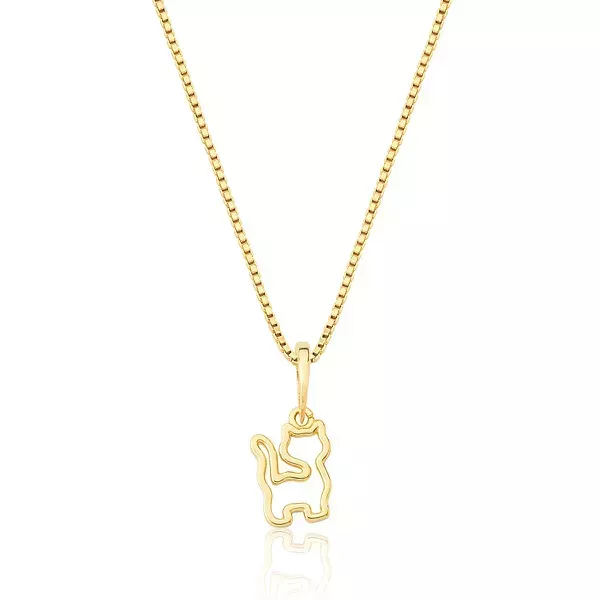 Pingente De Ouro 18k Gatinho Vazado