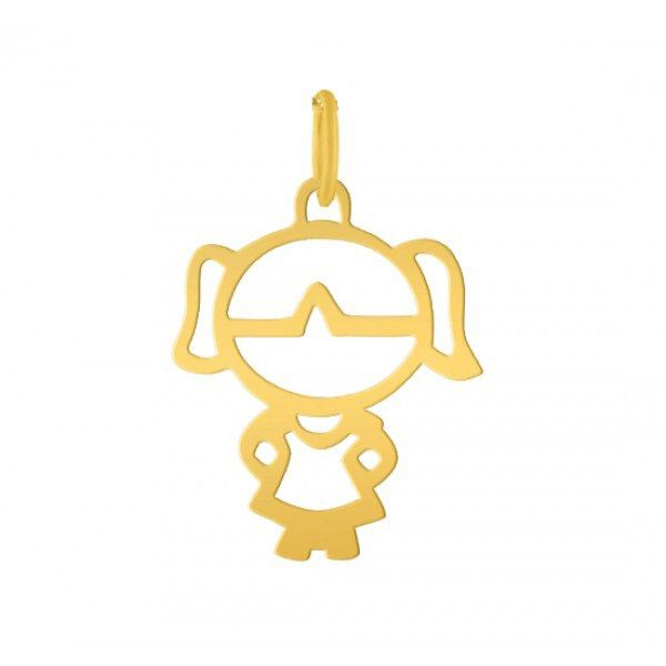 Pingente De Ouro 18k Menina De 16mm