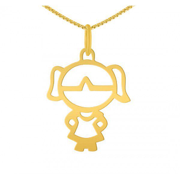 Pingente De Ouro 18k Menina De 16mm