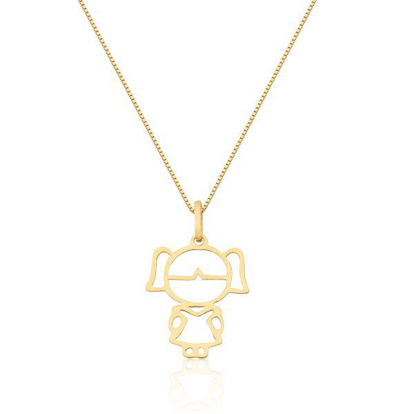 Pingente De Ouro 18k Menina De 16mm