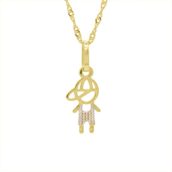 Pingente De Ouro 18k Menino Dois Ouros