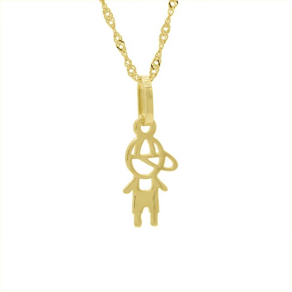 Pingente De Ouro 18k Menino Dois Ouros