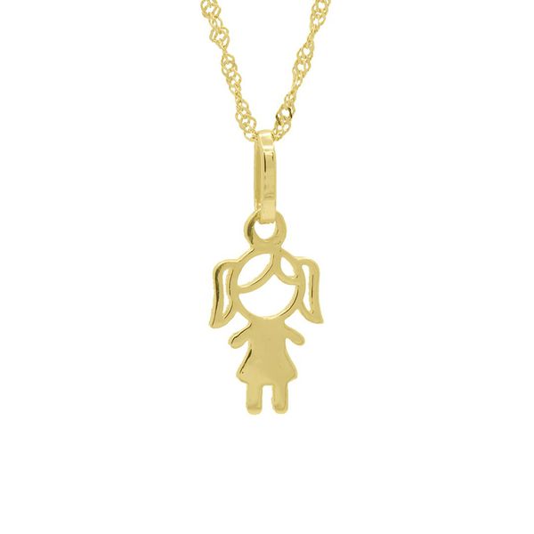 Pingente De Ouro 18k Menina Dois Ouros